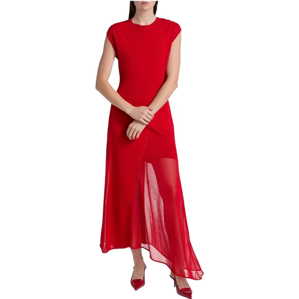NEW JASON WU COLLECTION Asymmetrical Seamed Maxi Dress Red Size XS NWT